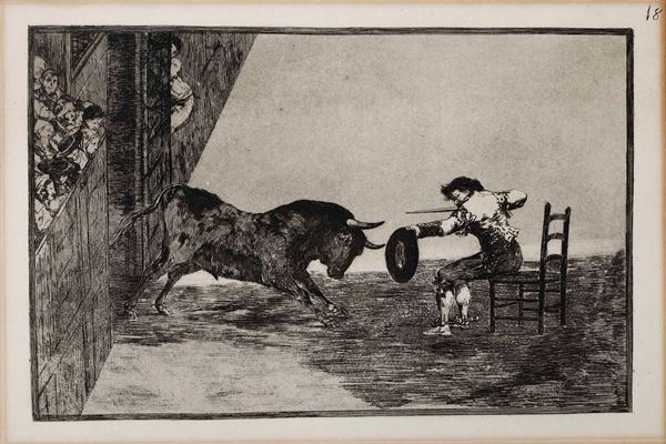 Goya Francisco  (Fuendetodos, 1746 – Bordeaux, 1828) Temeridad de Martincho en la Plaza de Zaragoza