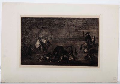 Goya Francisco (fuendetodos, 1746 – Bordeaux, 1828)le Chiens Laches Sur le Taureau