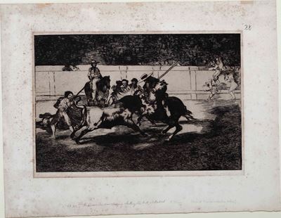 Goya Francisco (fuendetodos, 1746 – Bordeaux, 1828) e Esforzado Rendon Picando un Toro