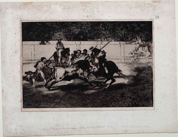 Francisco Goya - Goya Francisco  (Fuendetodos, 1746 – Bordeaux, 1828) E esforzado rendon picando un toro
