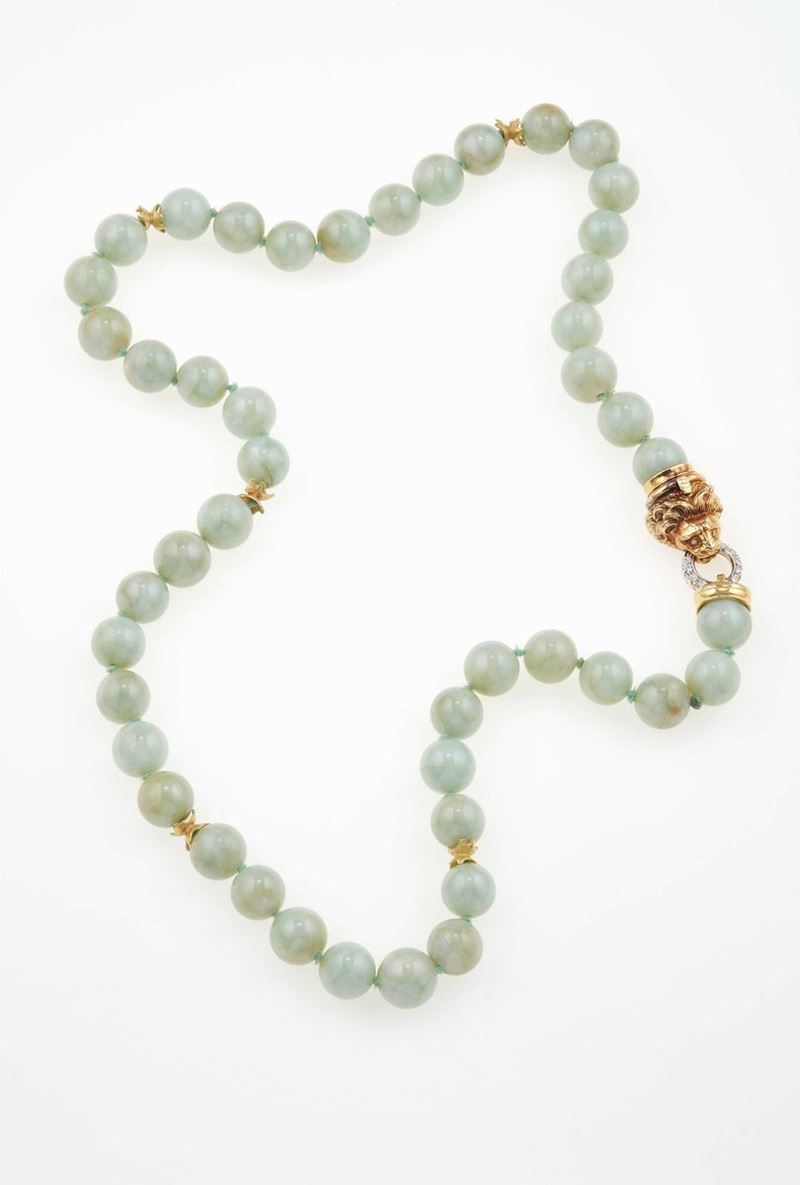 Collana con boules in giadeite  - Auction Fine Coral Jewels - II - Cambi Casa d'Aste
