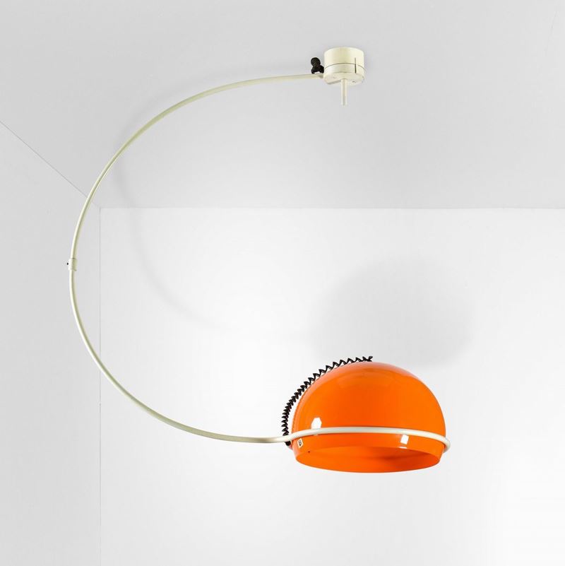 Lampada da soffitto con struttura orientabile in metallo laccato e diffusore in perspex.  - Auction Design - Cambi Casa d'Aste