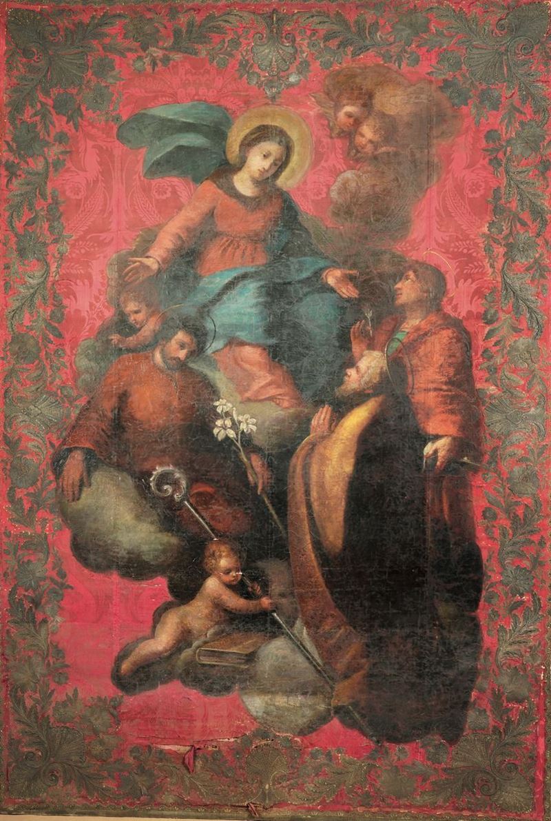 Scuola del XVIII secolo Madonna con Santi  - Asta Dipinti Antichi - Cambi Casa d'Aste