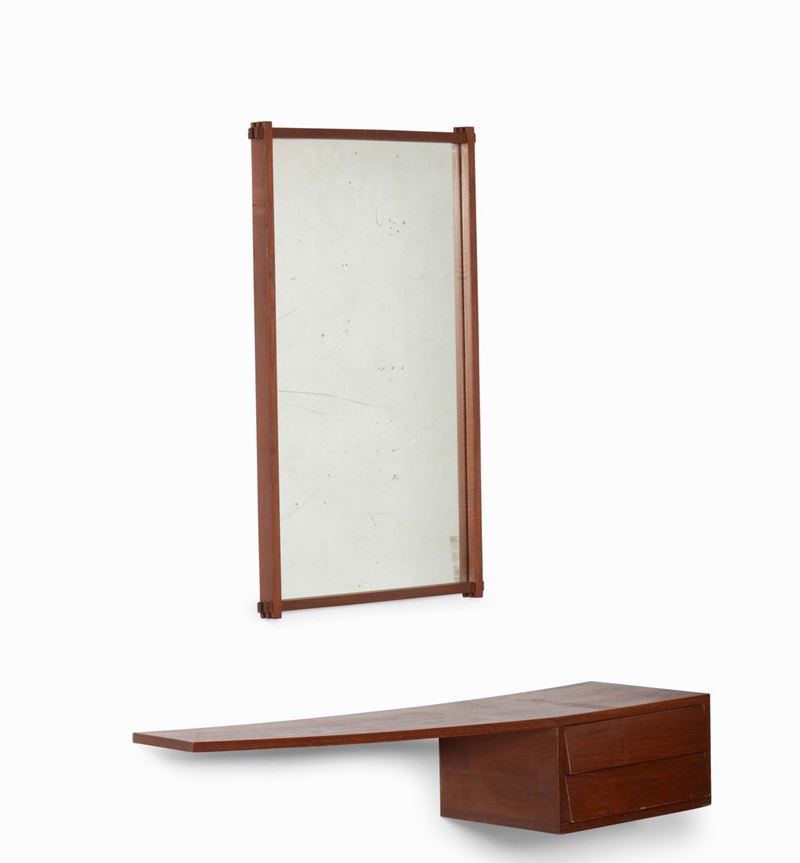 Consolle e specchio con struttura in legno e cristallo specchiato.  - Auction Design Lab - Cambi Casa d'Aste