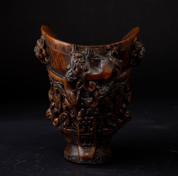 A buffalo horn cup, China, Qing Dynasty