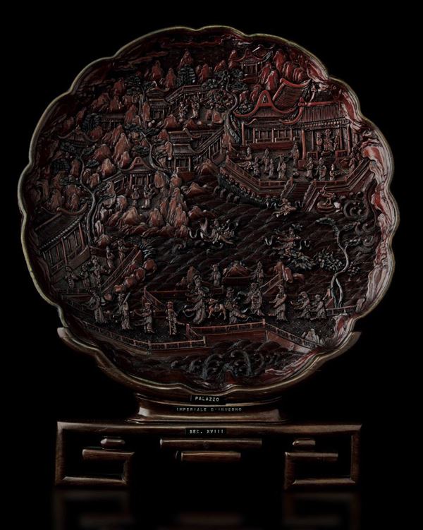 A lacquered plate, China, Qing Dynasty