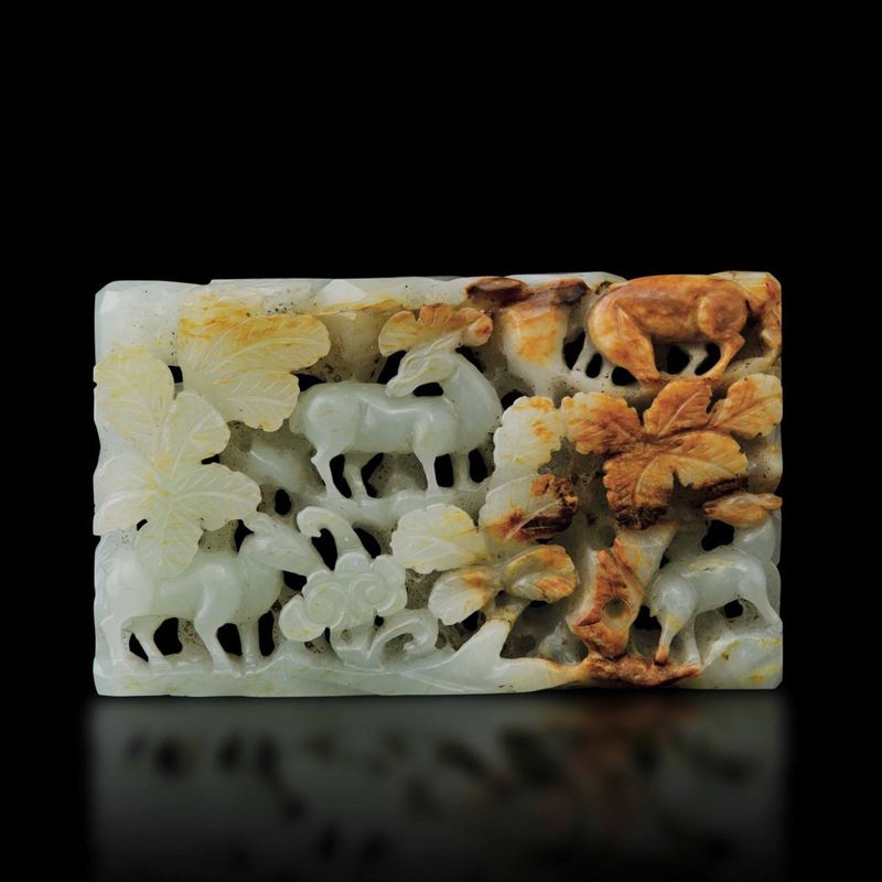 A carved jade plaque, China, Qing Dynasty  - Auction Fine Chinese Works of Art - Cambi Casa d'Aste