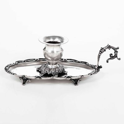 Bugia in Argento. Argenteria Italiana del XX Secolo. Argentiere Castaudi & Gautero, Vercelli