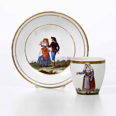 Una Tazza e un Piattino Napoli, Secondo Quarto del XIX Secolo