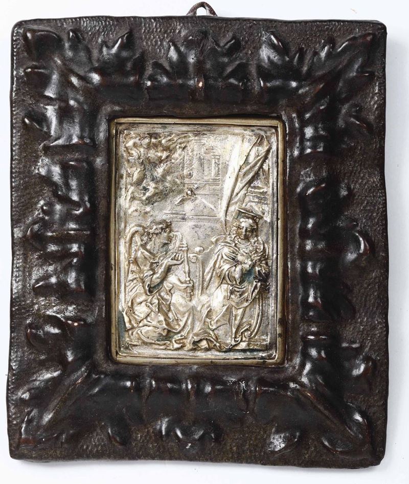 Annunciazione Bronzo fuso e argentato Fonditore del XIX secolo  - Auction From Lombard mansions - Cambi Casa d'Aste