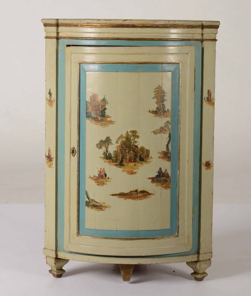 Angoliera in legno dipinto bianco azzurro (inventario 82)  - Auction Antiques | Timed Auction - Cambi Casa d'Aste