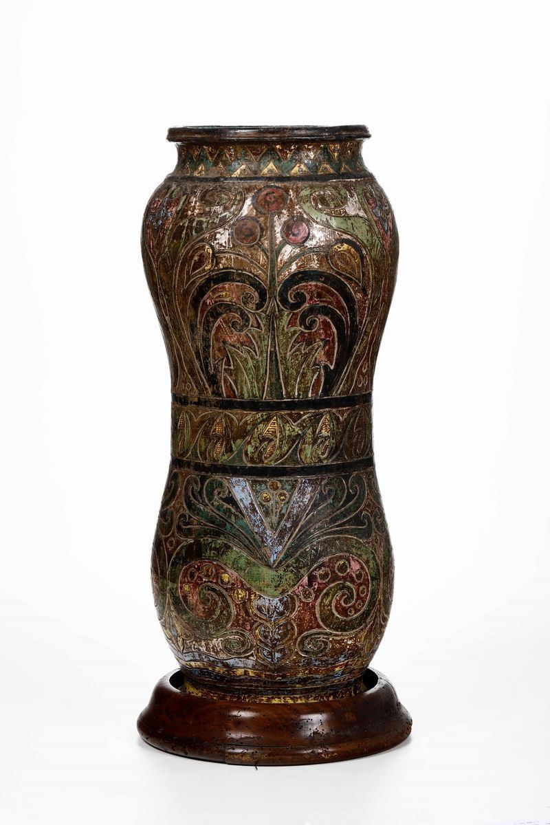 Portaombrelli in lega metallica decorata e incisa a motivi geometrici  - Auction Antiques | Timed Auction - Cambi Casa d'Aste