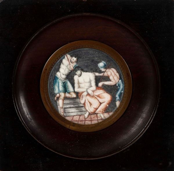 Miniatura su avorio "La Flagellazione di Cristo". XIX secolo