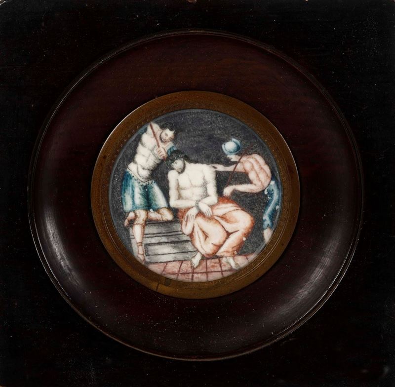Miniatura su avorio "La Flagellazione di Cristo". XIX secolo  - Asta Argenti da Collezione e Objets de Vertu - I - Cambi Casa d'Aste