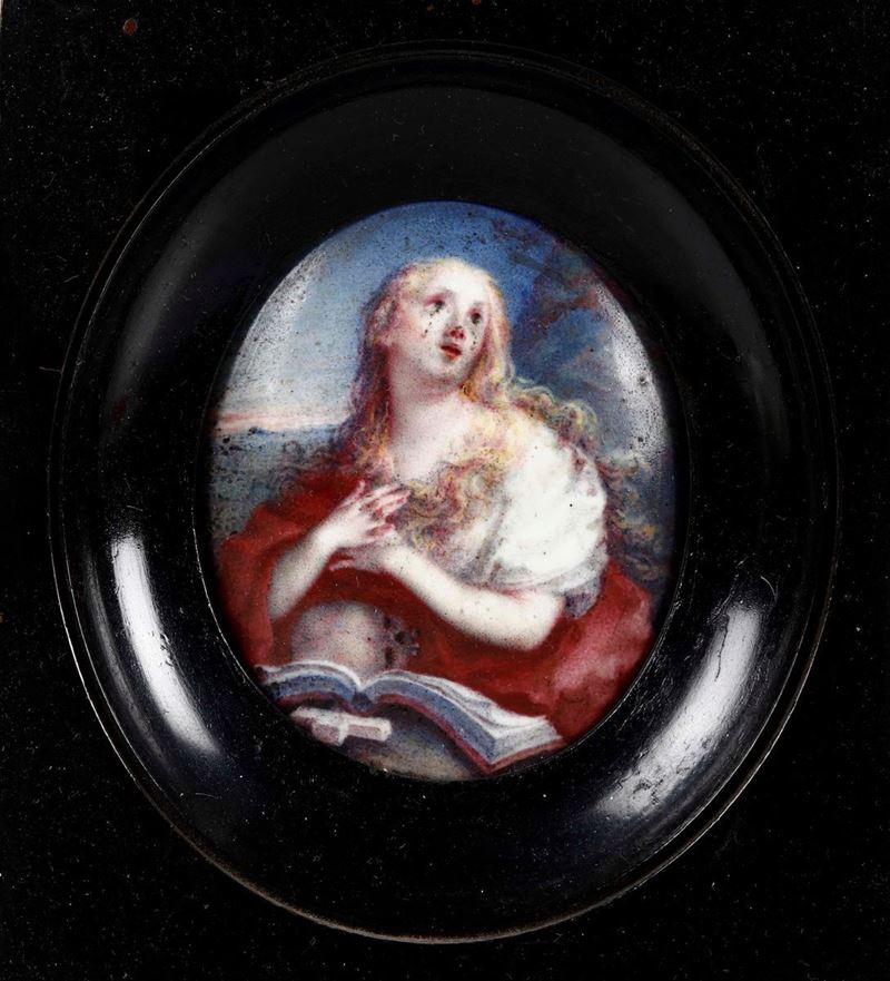 Miniatura su rame "Maria Maddalena". XVIII-XIX secolo  - Asta Argenti da Collezione e Objets de Vertu - I - Cambi Casa d'Aste