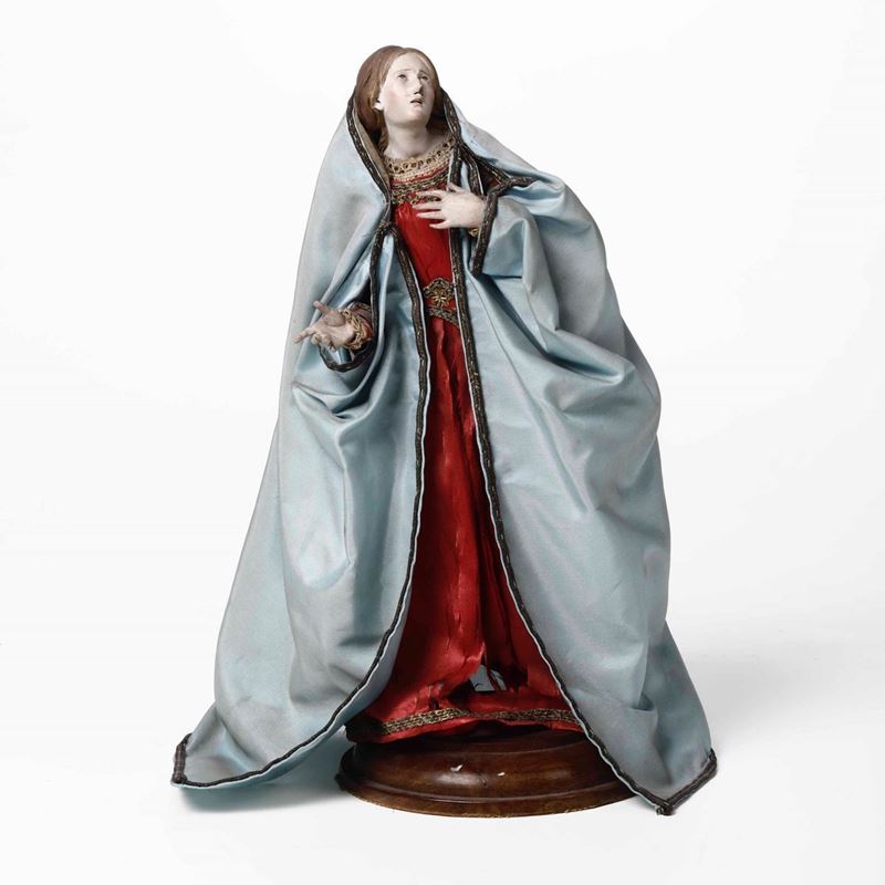 Madonna con veste rossa e manto azzurro, Napoli XIX secolo  - Auction Italian Mansions - Cambi Casa d'Aste