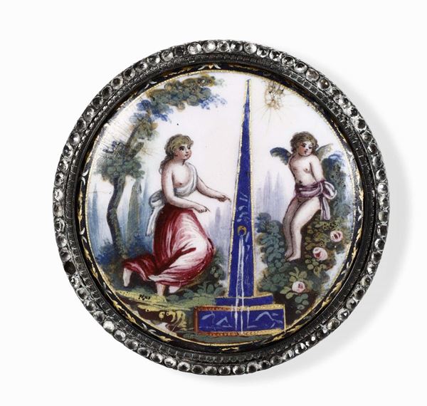 Miniatura su rame raffigurante "allegoria dell'amore". Francia XIX secolo