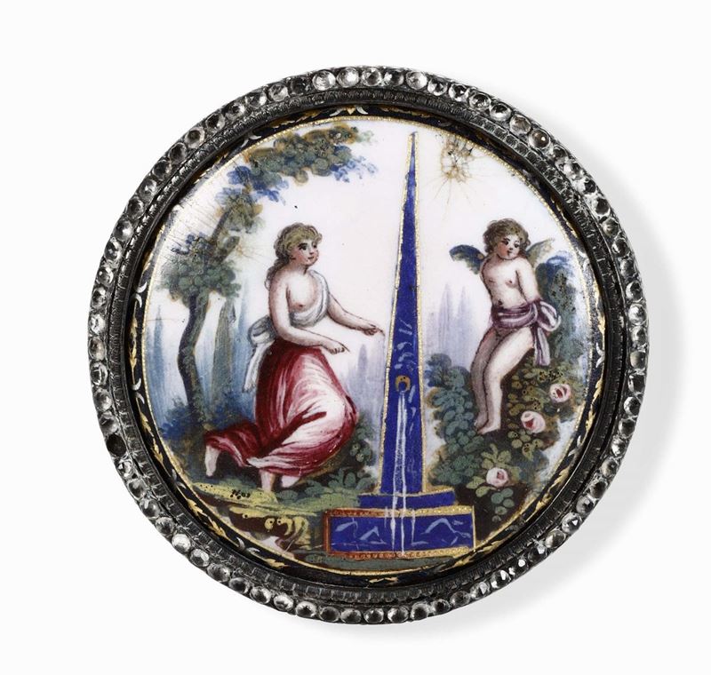Miniatura su rame raffigurante "allegoria dell'amore". Francia XIX secolo  - Auction Collectors' Silvers and Objets de Vertu - I - Cambi Casa d'Aste