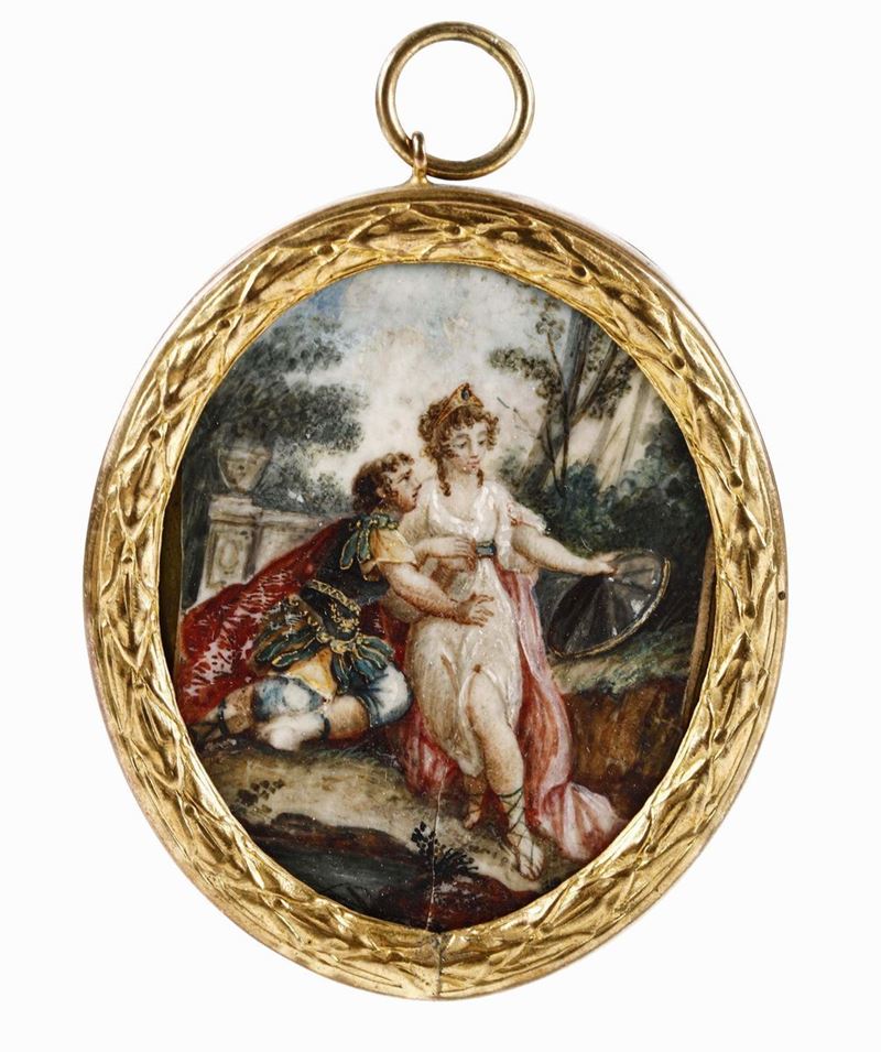 Miniatura su avorio raffigurante scena mitologica. XIX secolo  - Auction Collectors' Silvers and Objets de Vertu - I - Cambi Casa d'Aste