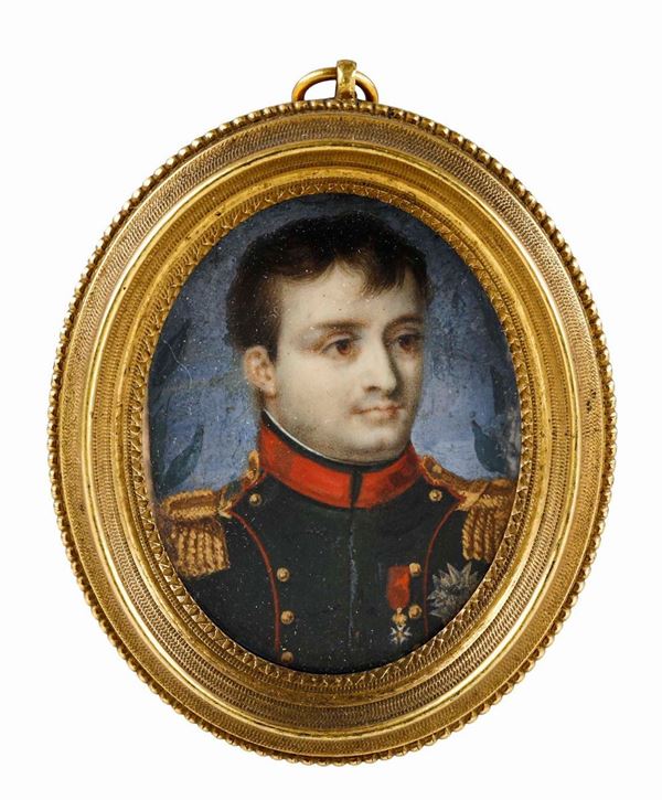 Miniatura su avorio raffigurante il giovane Napoleone. Francia XIX secolo
