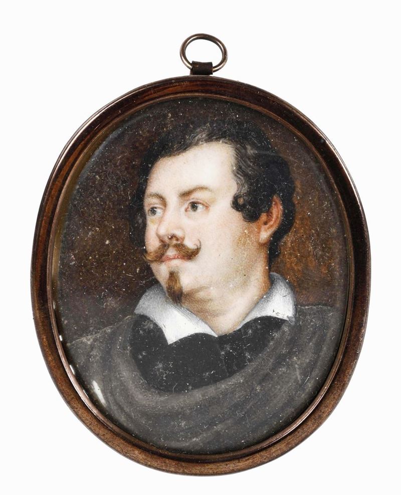 Miniatura con ritratto virile (Balzac ?). XIX secolo  - Auction A Lombard Property | Cambi Time - Cambi Casa d'Aste