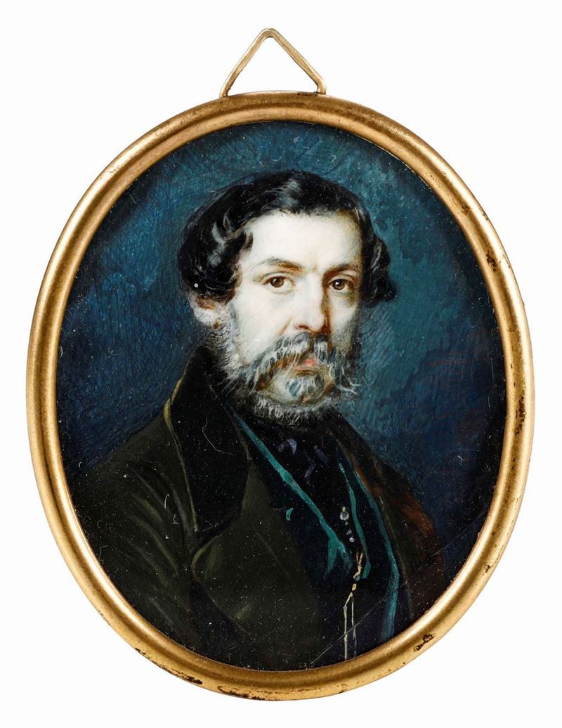 Miniatura raffigurante un gentiluomo con barba. XIX secolo  - Asta Argenti da Collezione e Objets de Vertu - I - Cambi Casa d'Aste