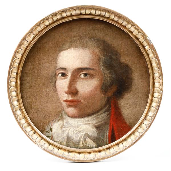 Miniatura su cartone "Ritratto di gentiluomo". XIX secolo