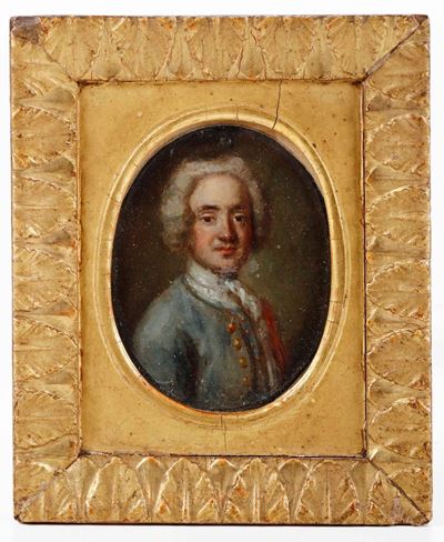 Miniatura Ad Olio su Metallo "ritratto di Gentiliomo" XIX Secolo