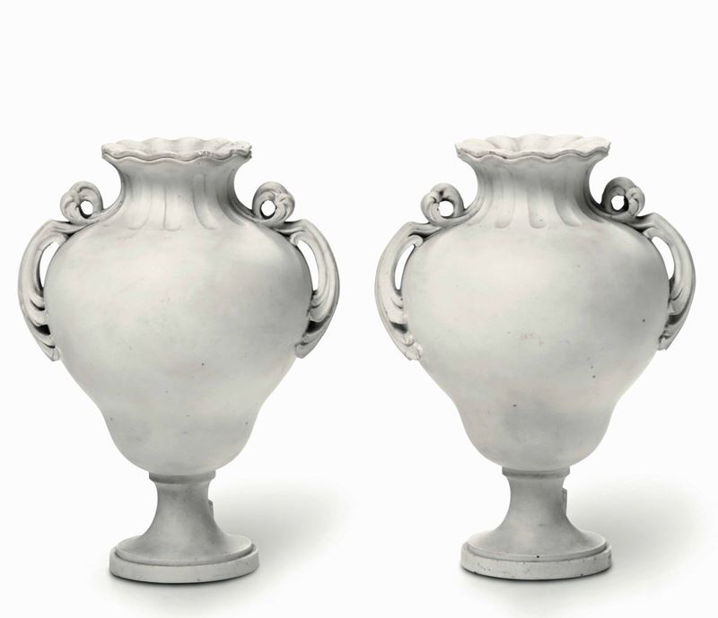 Rara coppia di piccoli vasi Probabilmente Sèvres, 1770 circa  - Auction Majolica and Porcelain - I - Cambi Casa d'Aste