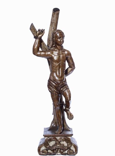 San Sebastiano Legno Scolpito e Dorato Scultore Barocco Dell’area Adriatica XVII Secolo
