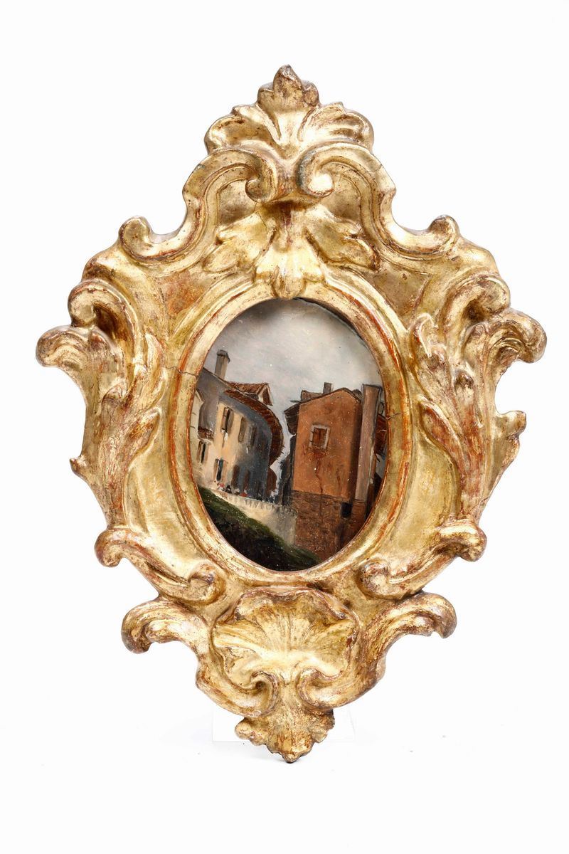 Ignoto del XX secolo. Scorcio di paese  - olio su tavoletta - Asta Una Proprietà Lombarda | Cambi Time - Cambi Casa d'Aste