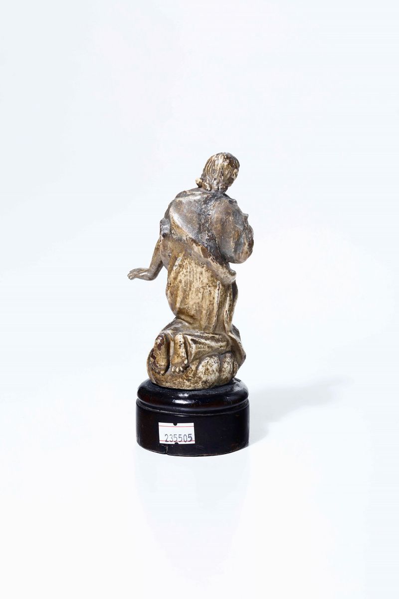 Santo Genuflesso Legno Policromo XVIII-XIX Secolo