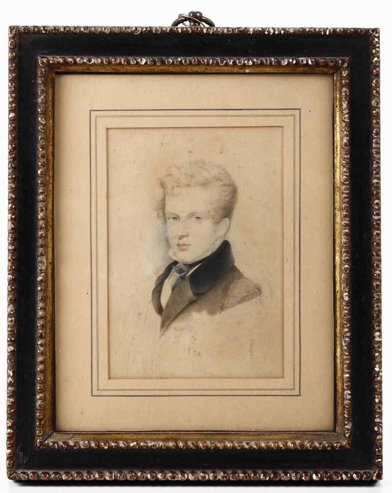 Ignoto  Ritratto di giovane gentiluomo Acquarello su carta 1829  - Asta Antiquariato | Cambi Time - Cambi Casa d'Aste
