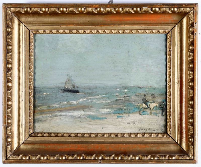 Anonimo Uomo a cavallo sulla spiaggia  - Auction 19th-20th century paintings - Cambi Casa d'Aste