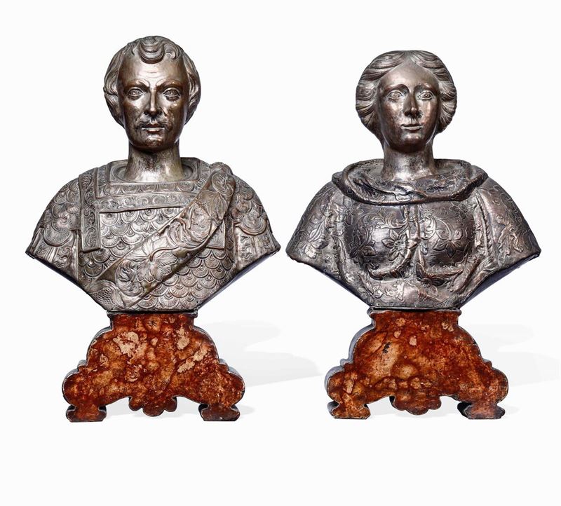 Busto muliebre e busto virile Arte barocca italiana, XVIII secolo  - Auction Works and furnishings from Lombard collections and other provinces - Cambi Casa d'Aste