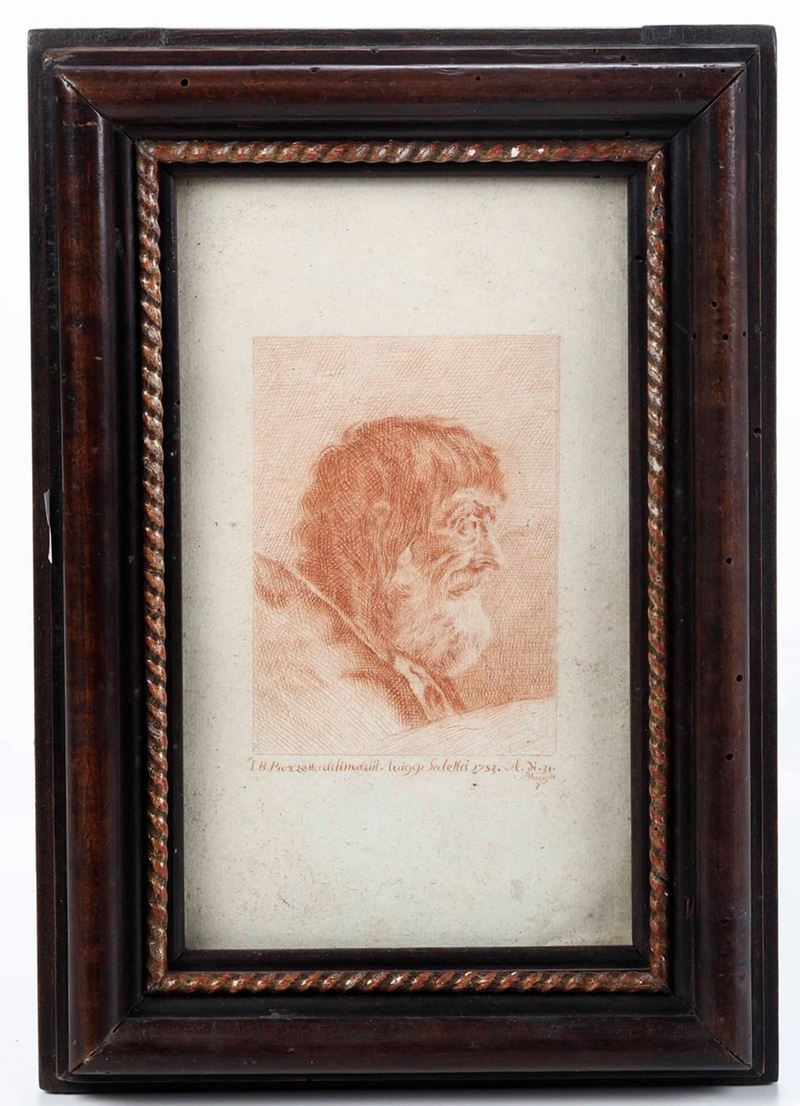 Scuola del XVIII secolo Profilo di filosofo  - matita rossa su carta - Auction Cambi Time | Old Masters - I - Cambi Casa d'Aste