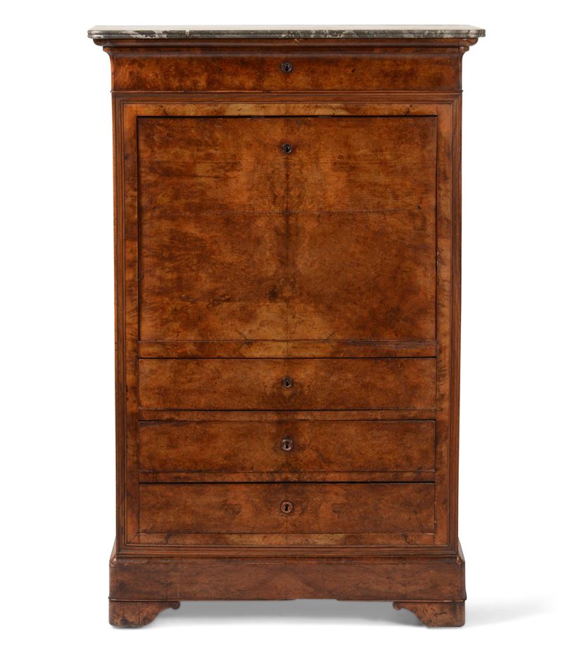 Secretaire lastronato in radica, XIX secolo  - Auction Antiques | Timed Auction - Cambi Casa d'Aste