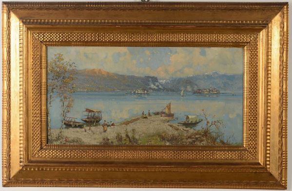 Pittore del XIX-XX secolo Paesaggio lacustre