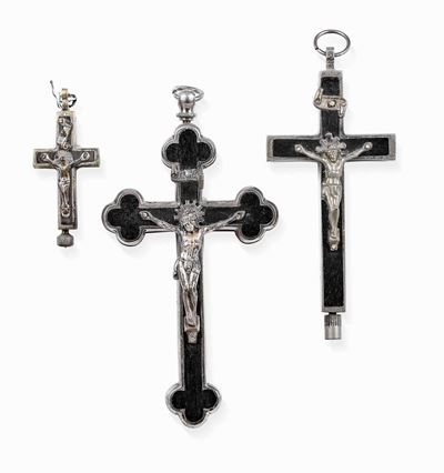 Tre Croci Stauroteche Argento e Legno Arte Italiana del XVIII-XIX Secolo