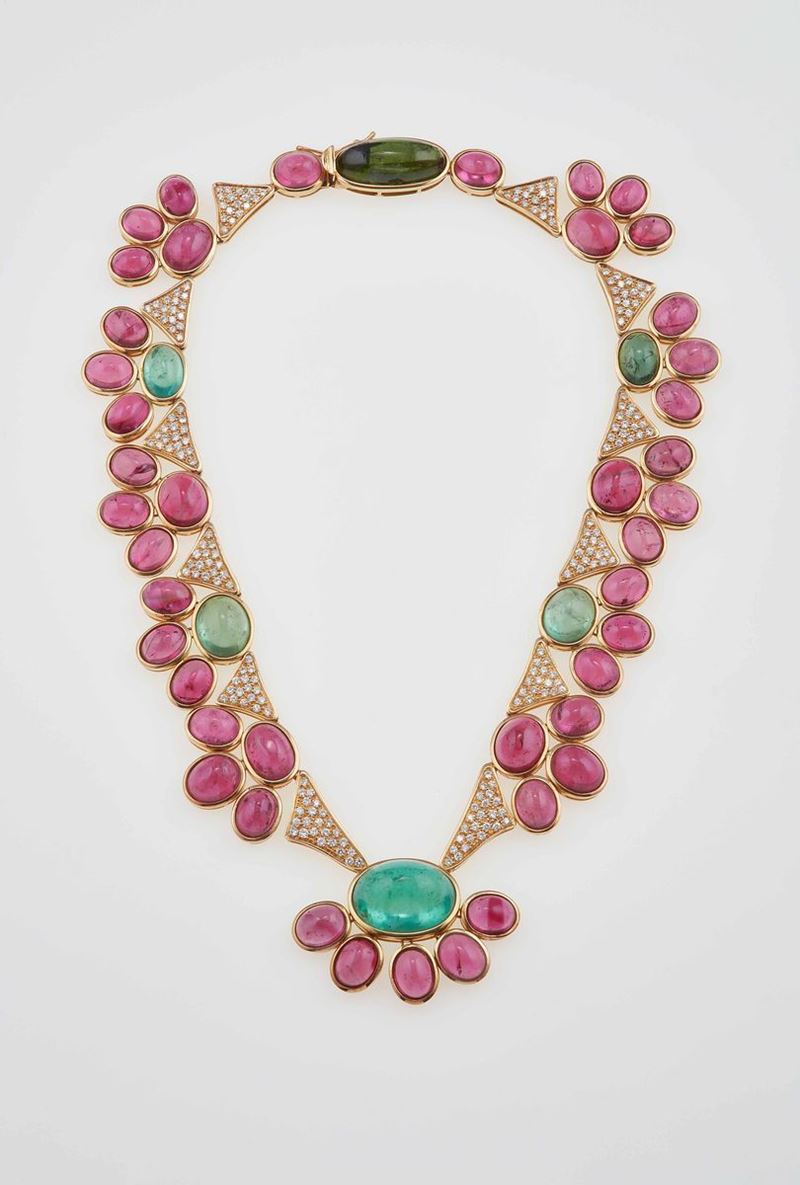 Girocollo con diamanti e tormaline  - Auction Fine Jewels - III - Cambi Casa d'Aste