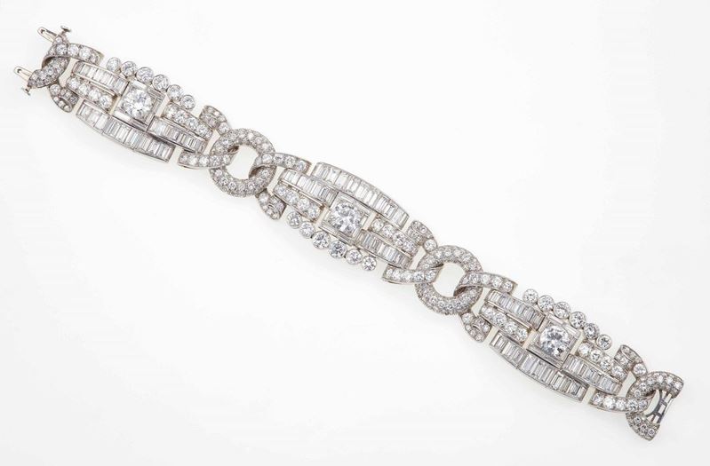  Bracciale con diamanti taglio brillante e baguette  - Auction Fine Jewels - III - Cambi Casa d'Aste