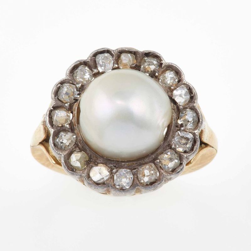 Anello con perla naturale  - Auction Fine Jewels - III - Cambi Casa d'Aste