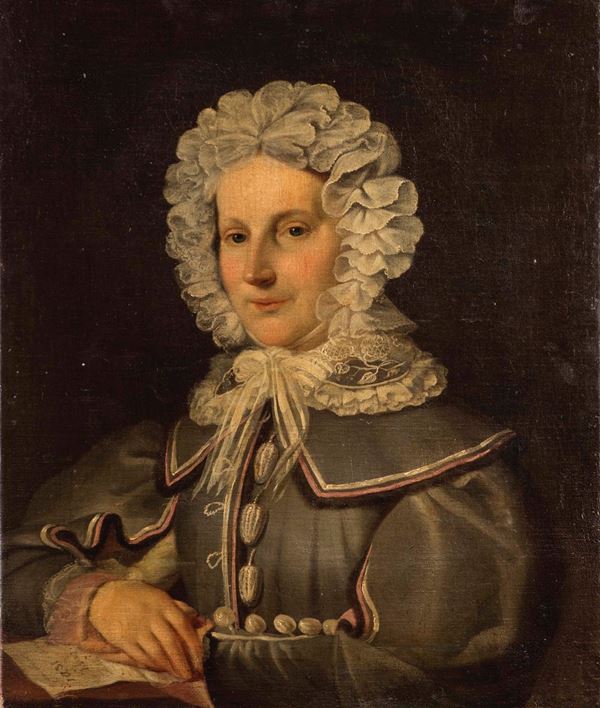 Scuola del XVIII secolo donna con cuffia