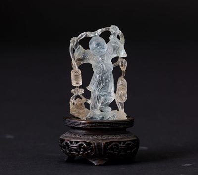 Figura di Fanciullo Scolpita in Quarzo, Cina, XX Secolo