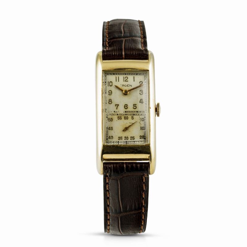 GRUEN - Curvex Tank gold filled 10k, carica manuale, con quadrante diviso per piccoli secondi, anni '40  - Auction Watches and Pocket Watches - Cambi Casa d'Aste