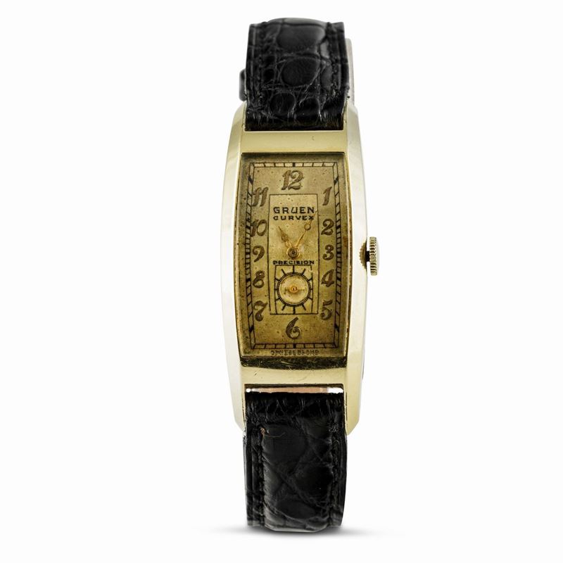 GRUEN - Curvex Baron, gold filled 14k, con cassa ricurva, secondi in basso, carica manuale, anni '30  - Auction Watches and Pocket Watches - Cambi Casa d'Aste