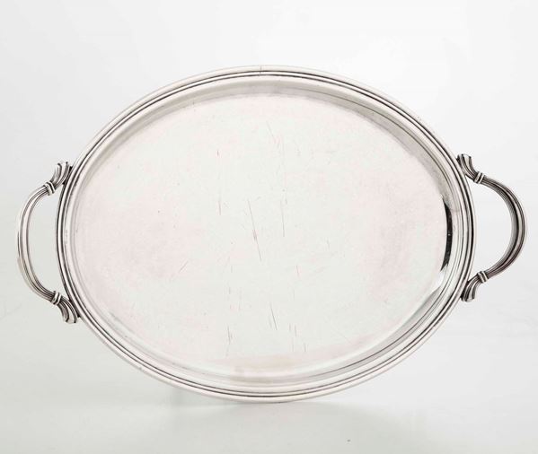 Vassoio in argento. Argenteria veneta del XX secolo. Argentiere F.lli Zaramella, Padova