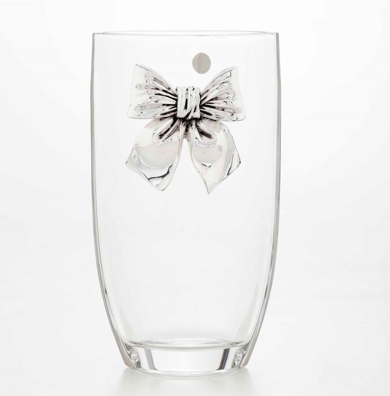 Vaso in vetro con ficco in argento. Italia XX-XXI secolo  - Auction Silvers | Timed Auction - Cambi Casa d'Aste