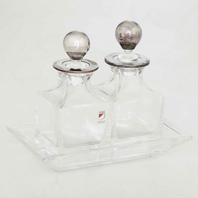 Oliera in Vetro Molato con Finiture in Argento Sterling. Argenteria Fiorentina del XX-XXI Secolo