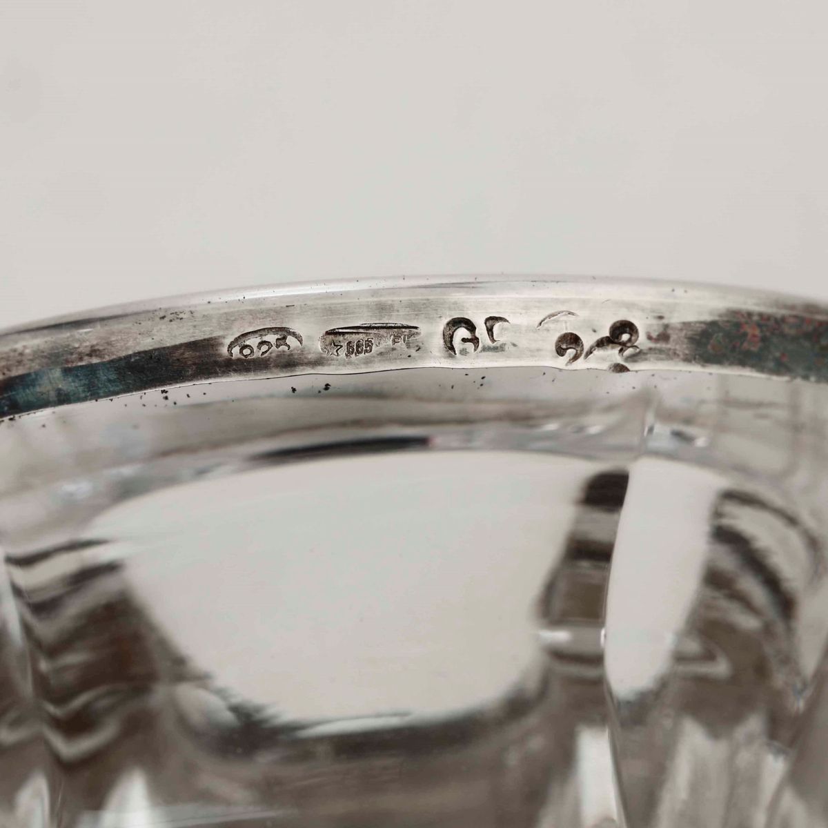 Oliera in Vetro Molato con Finiture in Argento Sterling. Argenteria Fiorentina del XX-XXI Secolo